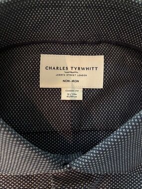 Charles Tyrwhitt Navy Shirt with White Micro-Pattern NWOT never worn